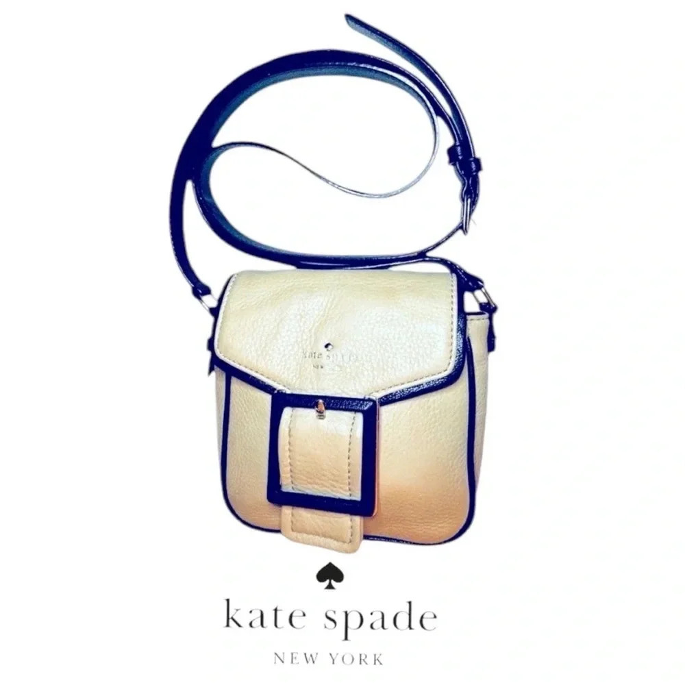 Kate Spade Vintage Embossed Signature Stud Long Adjustable Crossbody Strap-Cream